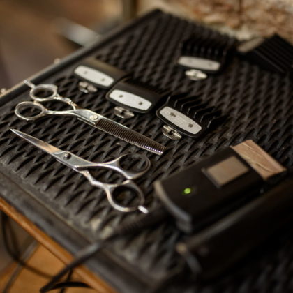 Barber equipment laid out